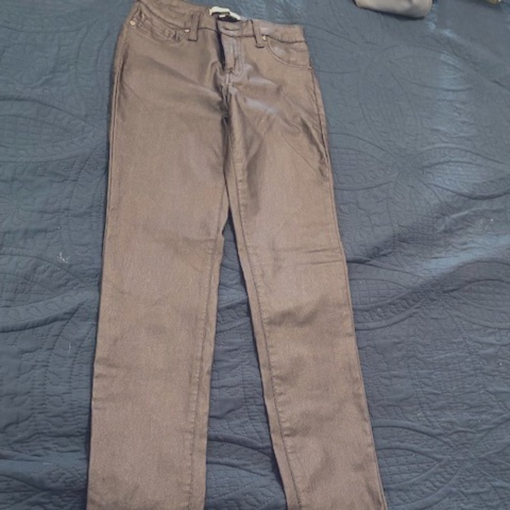 Dex dark silver shimmer finish skinny jeans